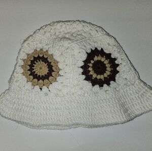 Hand crocheted sunburst bucket hat